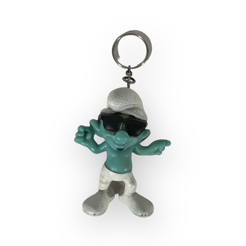Smurf Smooth With Sunglasses McDonalds keychain Figure 2013 Peyo PVC